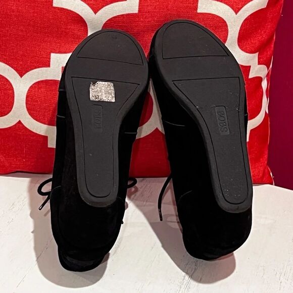 BOBS from Skechers - Black Suede Lace-Up Ankle Wedge Booties - Picture 8 of 8